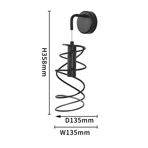 Бра светодиодное из металла со спиральным декоративным элементом черное Metal Spiral в Санкт-петербурге