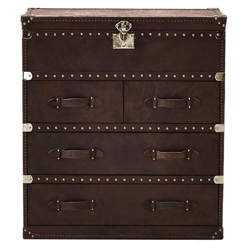 Комод Vintage Leather Chest of Draver Коричневый Глянцевое золото в Санкт-петербурге | Loft Concept 