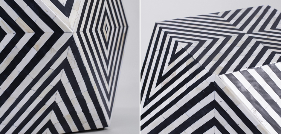 Табурет Geometric Cube Table Инкрустация кость - фото №2