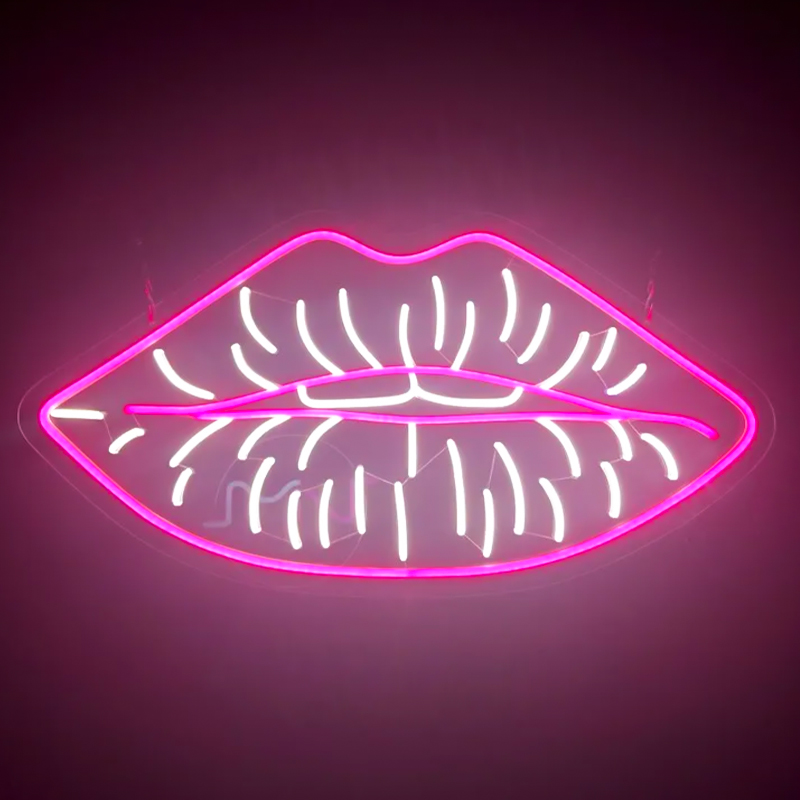 Неоновая настенная лампа Lips Neon Wall Lamp Розовый Белый в Санкт-петербурге | Loft Concept 