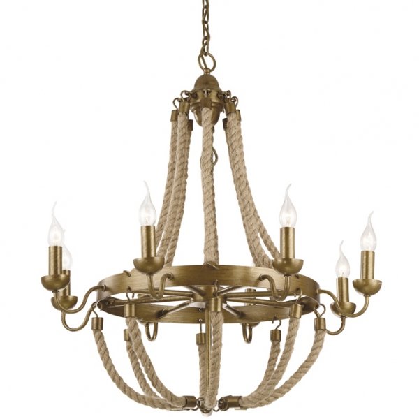 Люстра Rattan Chandelier Metall 8 Loft Rope Light  в Санкт-петербурге | Loft Concept 