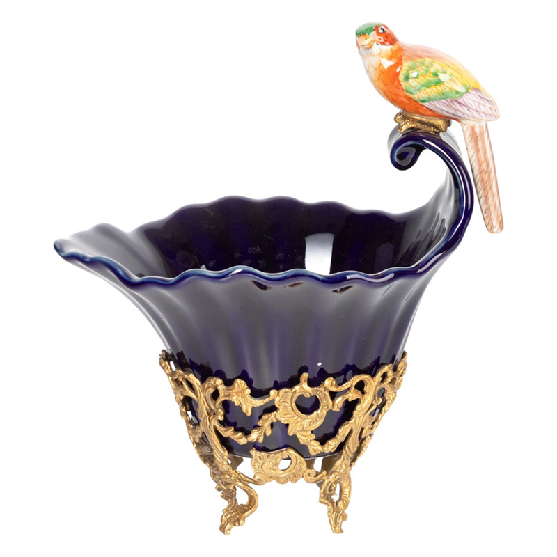 Чаша темно-синего цвета из фарфора с разноцветной птичкой Eden Garden porcelain and bronze Темно-синий Бронза Мульти Чаша темно-синего цвета из фарфора с разноцветной птичкой Eden Garden porcelain and bronze Темно-синий Бронза Мульти в Санкт-петербурге | Loft Concept