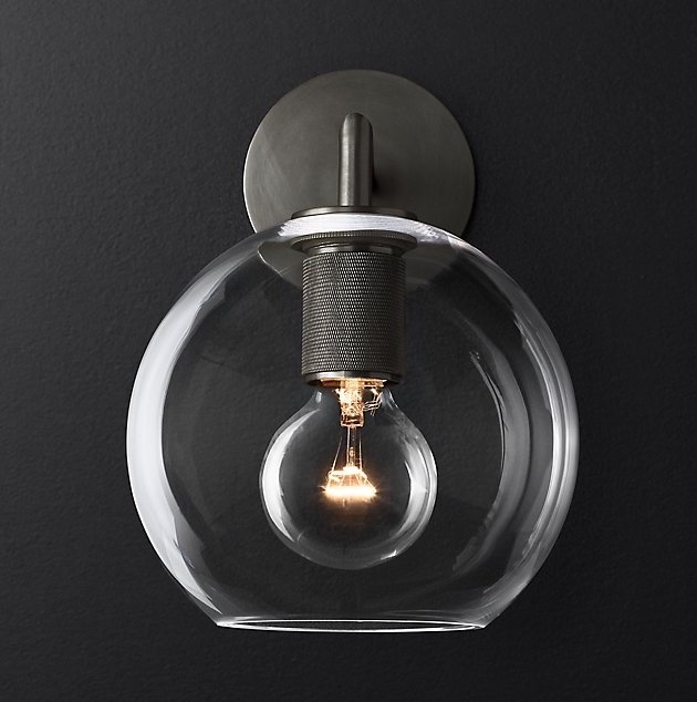 Бра RH Utilitaire Globe Shade Single Sconce Black Черный Темная бронза в Санкт-петербурге | Loft Concept 