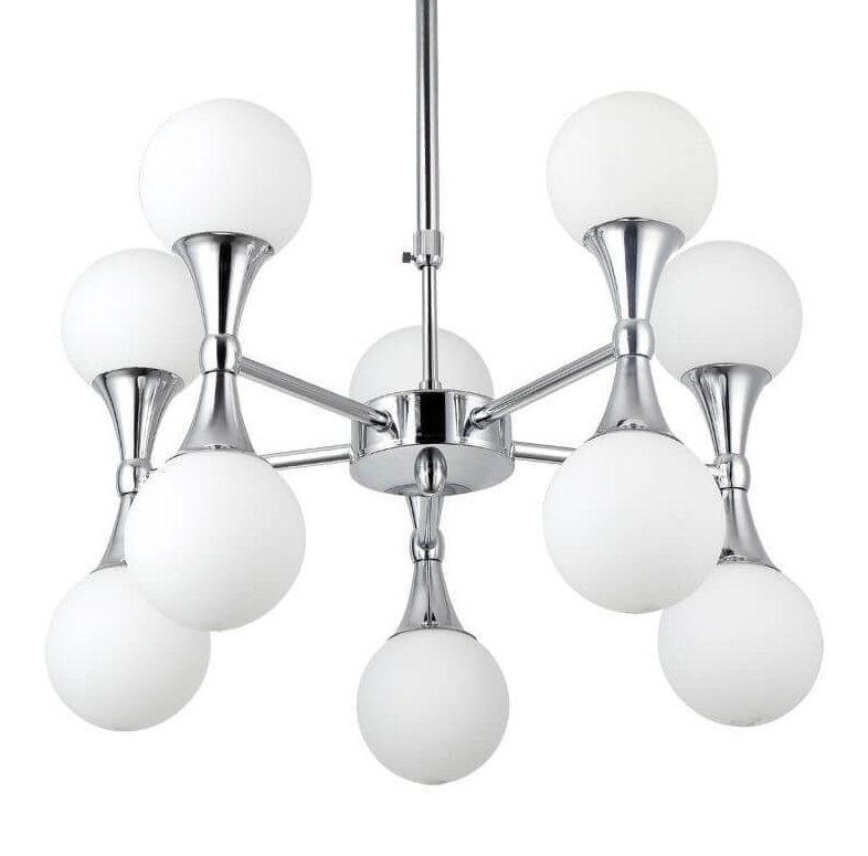 Люстра Ball Valley Chandelier Chromium 10 Белый Хром в Санкт-петербурге | Loft Concept 