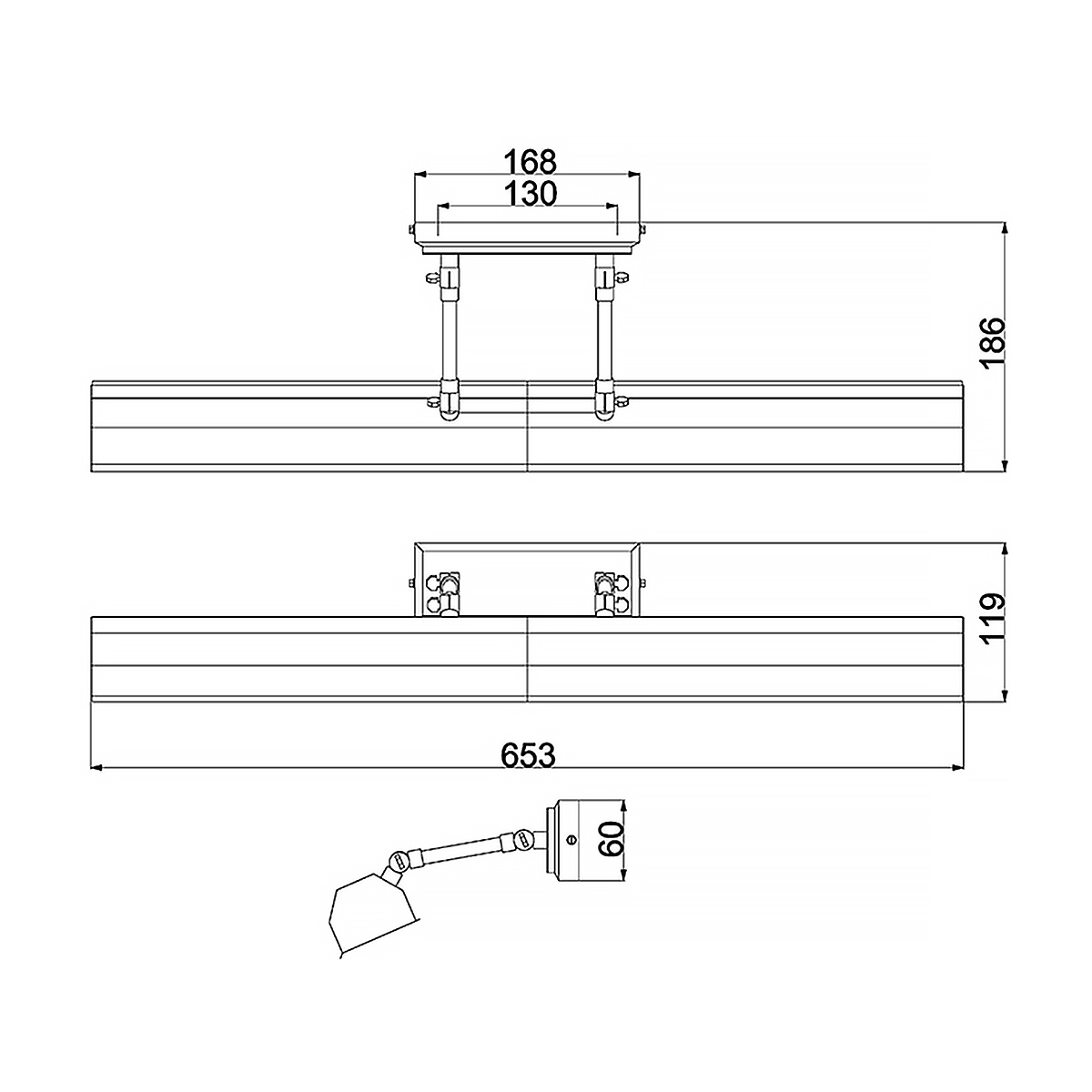 Светильник для картин с призматическим плафоном и двойными регулируемыми шарнирами Elstead Lighting в Санкт-петербурге