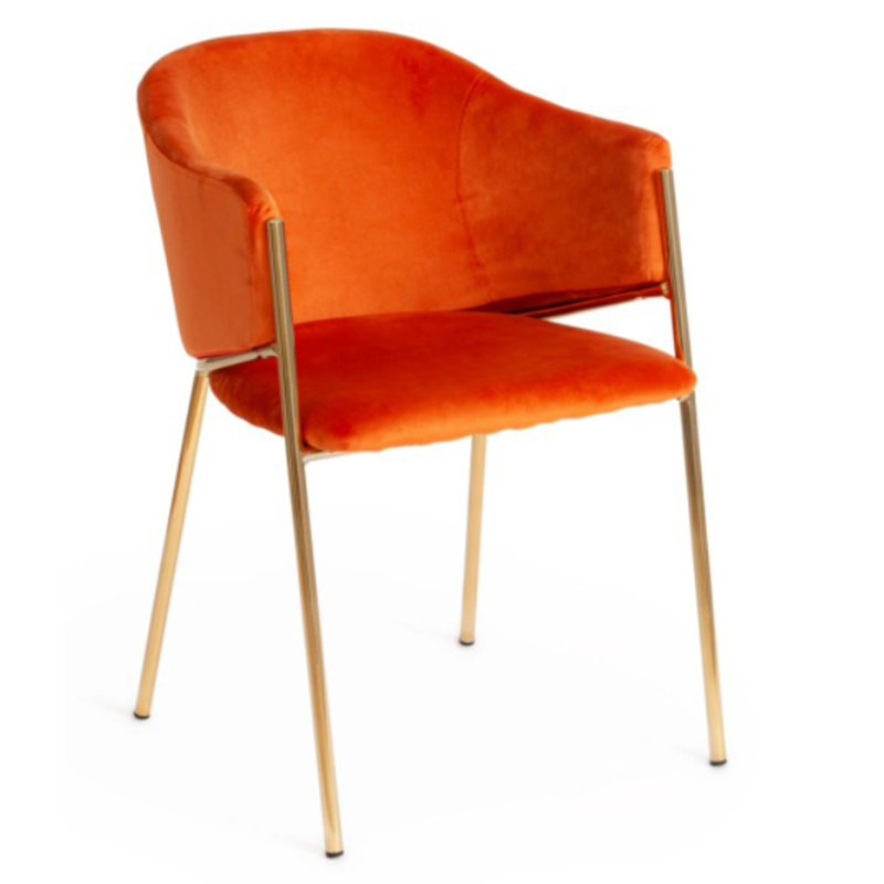 Стул Faisal Orange Velvet Chair Оранжевый Глянцевое золото в Санкт-петербурге | Loft Concept 