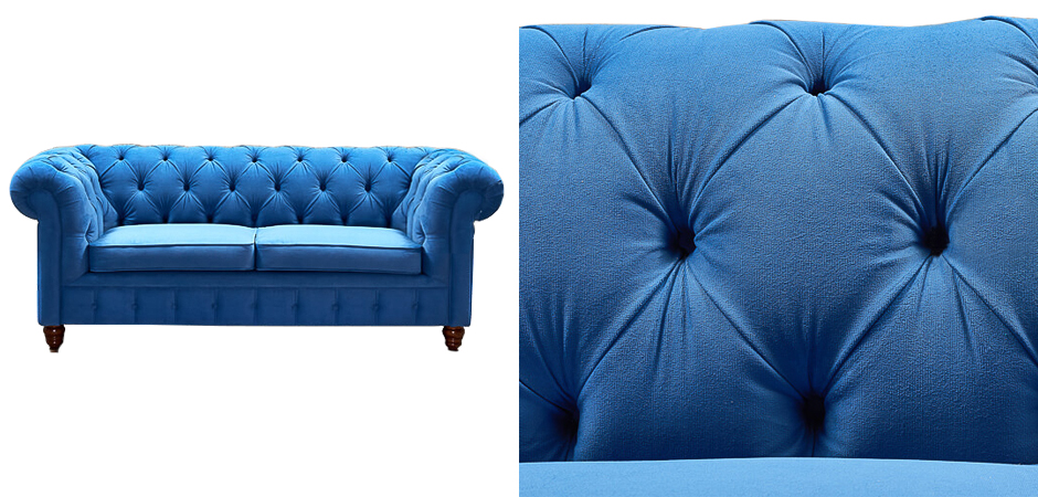 Диван Mini Kensington double blue velor - фото №1