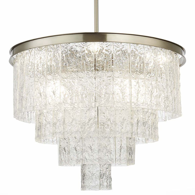 Люстра Renea Textured Glass Chandelier Nickel D60 Никель Прозрачное Стекло в Санкт-петербурге | Loft Concept 