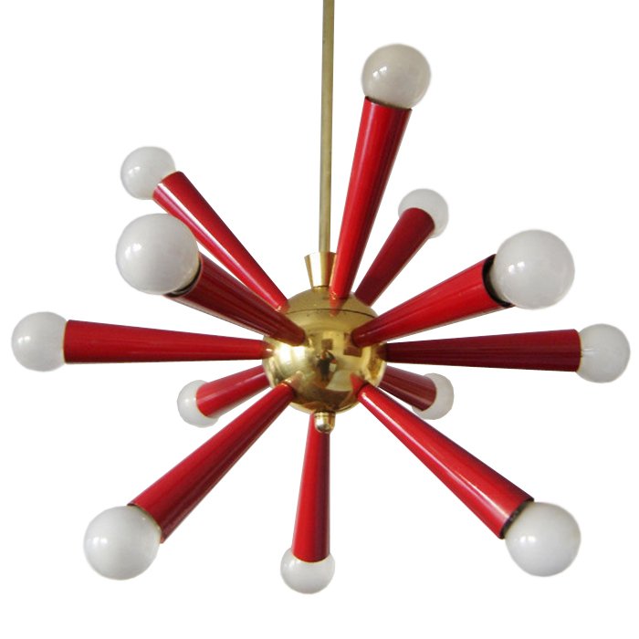 Люстра Mid Century Modern ATOMIC Sputnik Red Красный (Red) Золотой в Санкт-петербурге | Loft Concept 