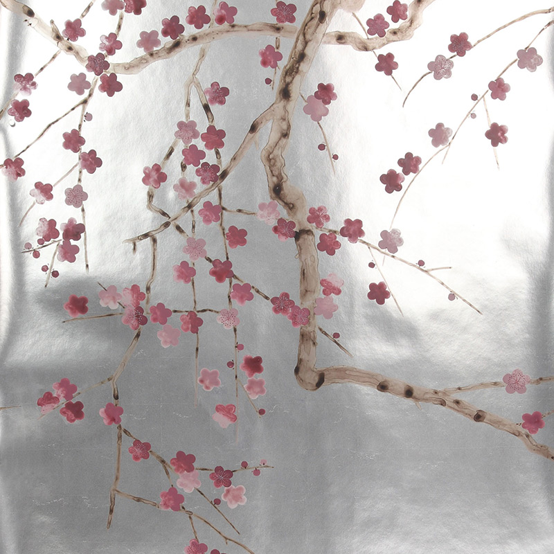 Обои ручная роспись Plum Blossom Blossom on Tarnished Silver gilded paper  в Санкт-петербурге | Loft Concept 