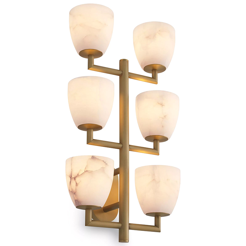 Настенный светильник Eichholtz Wall Lamp Valerius Латунь Белый Мрамор Bianco ivory ( слоновая кость ) в Санкт-петербурге | Loft Concept 