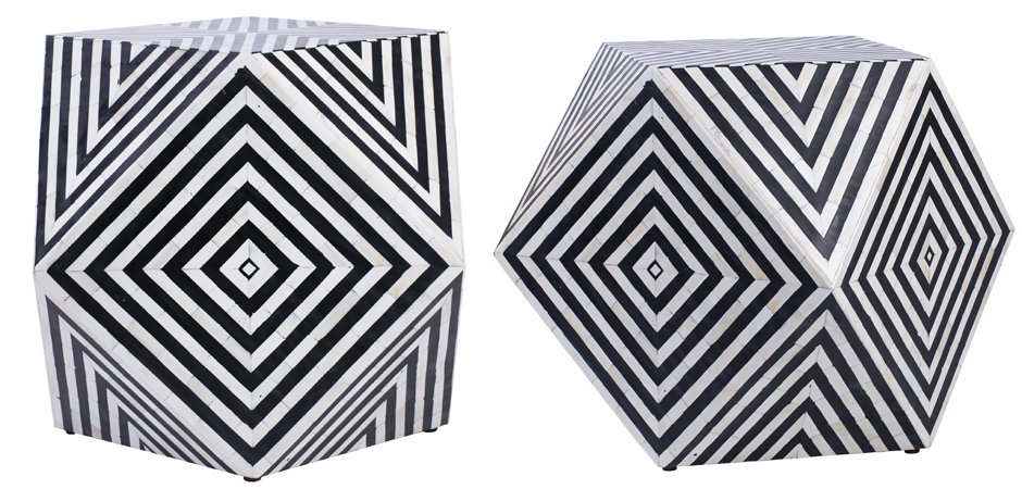 Табурет Geometric Cube Table Инкрустация кость - фото №1