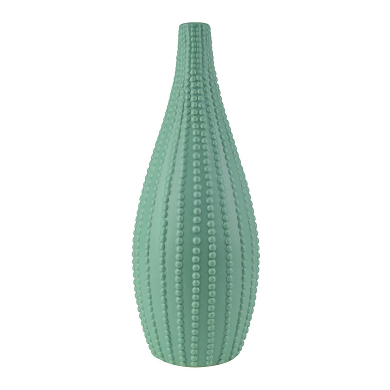 Ваза Ribbed Vase Narrow Throat turquoise 38 Бирюзовый в Санкт-петербурге | Loft Concept 