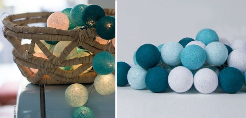 Гирлянда хлопковые фонарики Сotton Ball Aqua - Loft-Concept в Санкт-петербурге