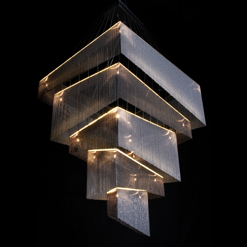 Люстра Серебряные цепочки Willowlamp Geometric Storm Silver Серебряный в Санкт-петербурге | Loft Concept 