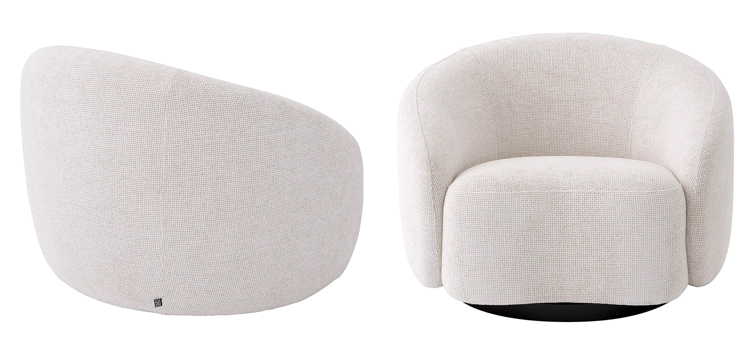 Кресло Eichholtz Swivel Chair Amore Молочный Черный - фото №1