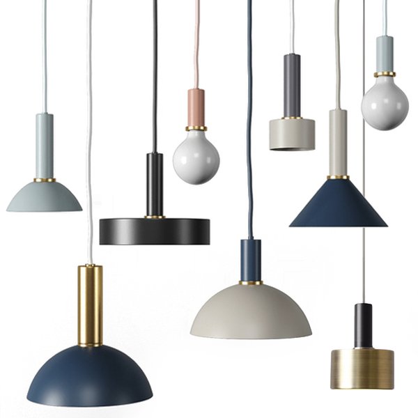 Подвесной светильник Ferm Living Socket Pendant High  Черный Латунь Голубой пастельный Темно-синий Белый Дымчатая Роза в Санкт-петербурге | Loft Concept 