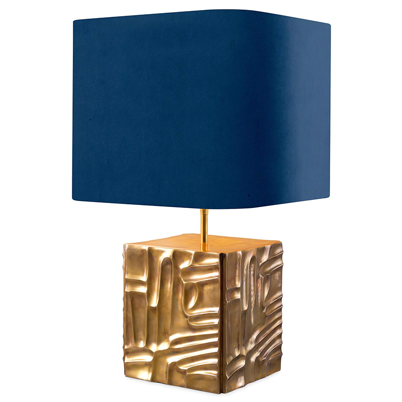 Настольная лампа Eichholtz Table Lamp Oregon Blue Velvet Синий Латунь в Санкт-петербурге | Loft Concept 