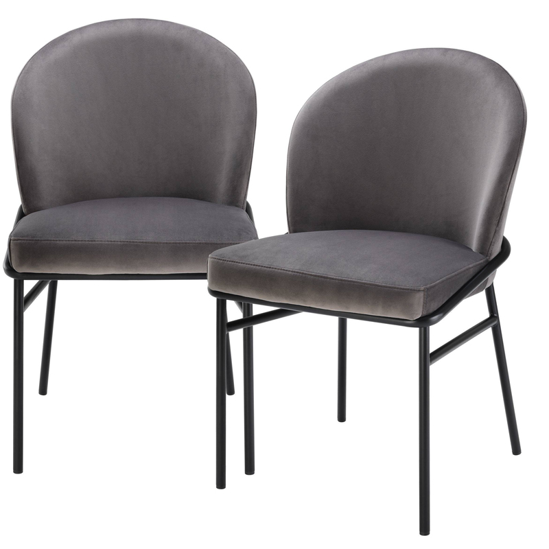 Комплект из двух стульев Eichholtz Dining Chair Willis Set of 2 grey Черный Серый в Санкт-петербурге | Loft Concept 