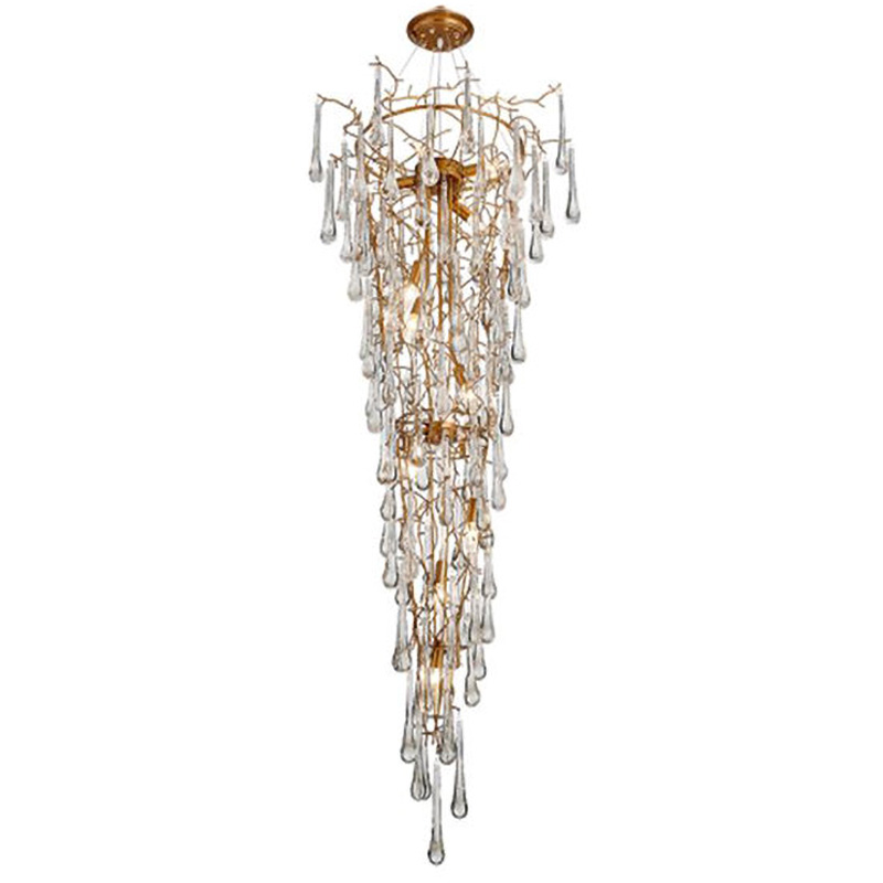 Люстра Waterfall Chandelier Crystal Drops Золотой Прозрачный в Санкт-петербурге | Loft Concept 