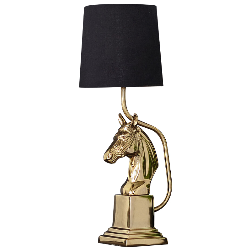 Настольная лампа с абажуром Lampshade Horse Sculpture Gold Черный Глянцевое золото в Санкт-петербурге | Loft Concept 