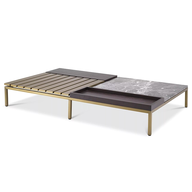 Кофейный стол Eichholtz Coffee Table Forma Латунь Серый Коричневый в Санкт-петербурге | Loft Concept 