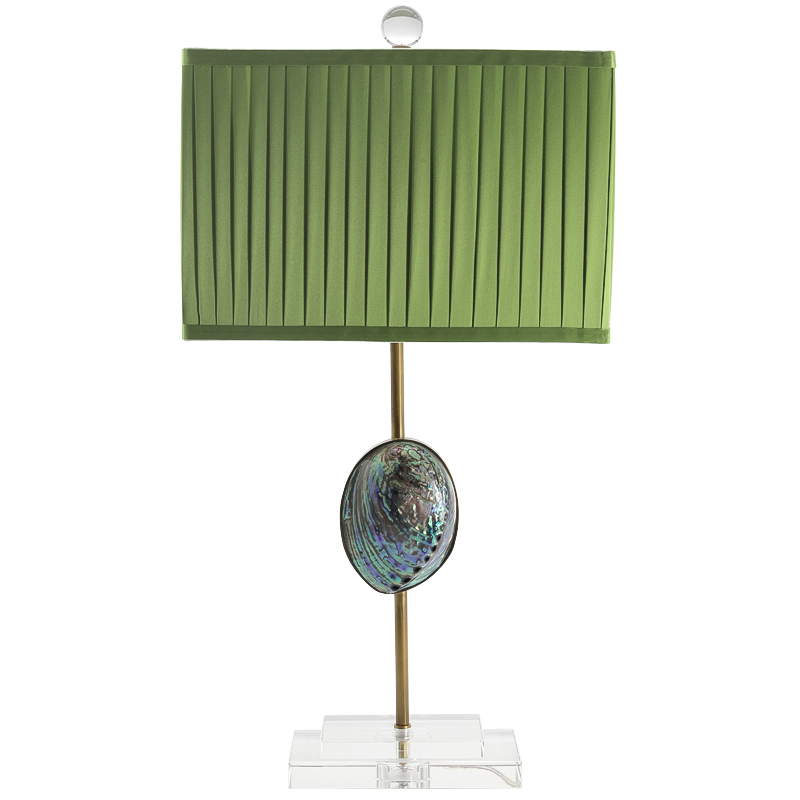 Настольная лампа с абажуром Green Semiprecious Stone Table Lamp Зеленый Прозрачное Стекло Латунь Перламутровый в Санкт-петербурге | Loft Concept 