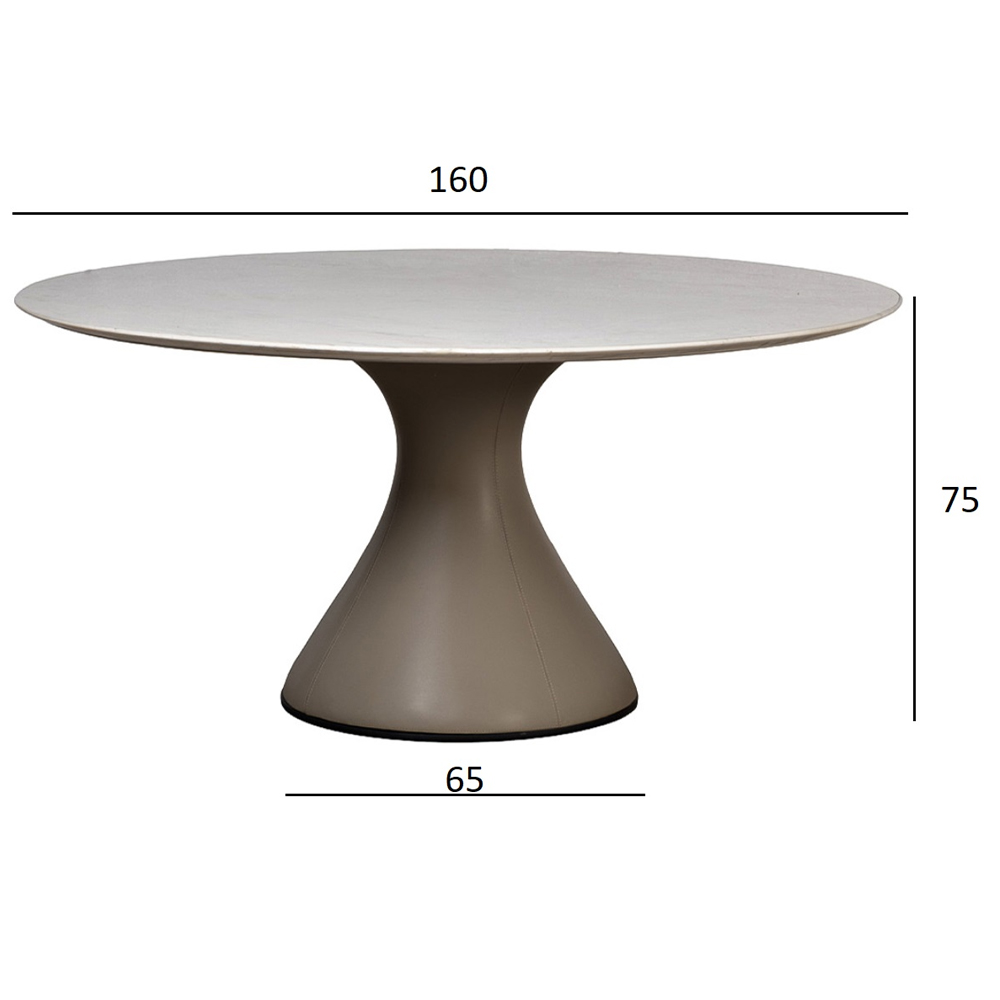 Стол обеденный круглый мраморный на бежевом основании Valedmir в Санкт-петербурге