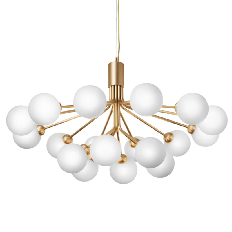 Люстра Berries Chandelier White Balloons Gold 18 Золотой Белое матовое стекло в Санкт-петербурге | Loft Concept 