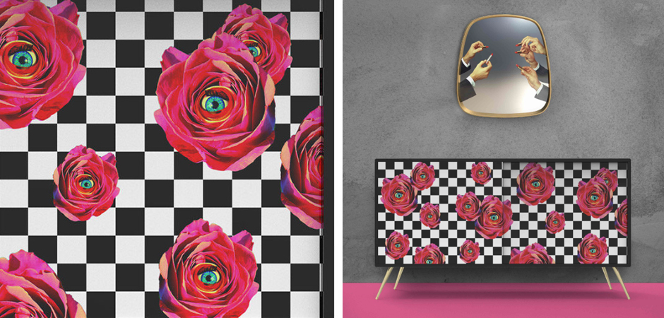 Комод Toiletpaper Roses on check Retro Furniture with a Surreal Mood Комод Toiletpaper Roses on check Retro Furniture with a Surreal Mood - Loft-Concept в Санкт-петербурге