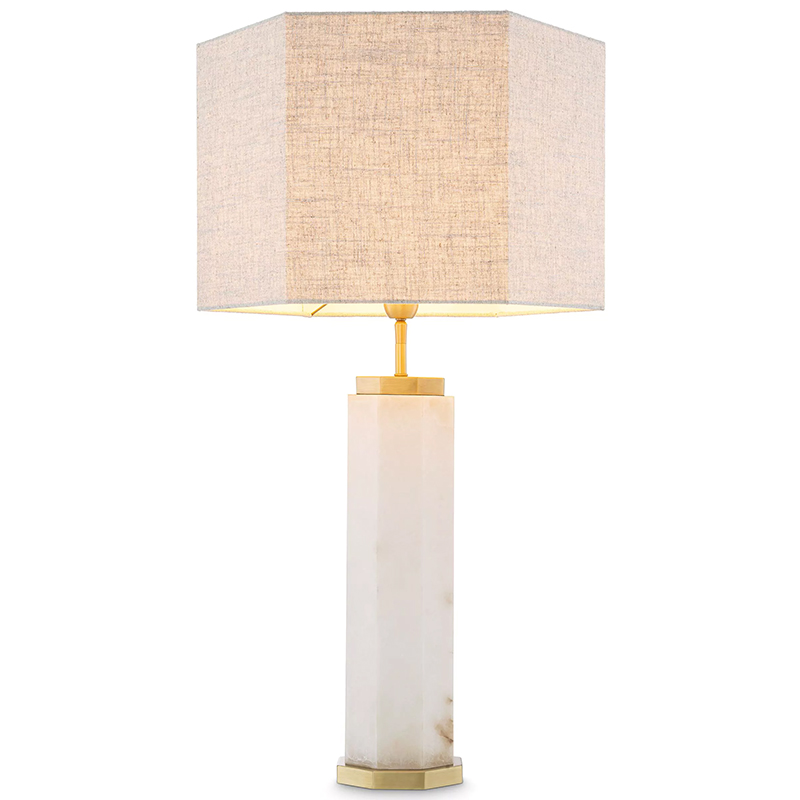 Настольная лампа Eichholtz Table Lamp Newman Alabaster Латунь Серый Белый в Санкт-петербурге | Loft Concept 