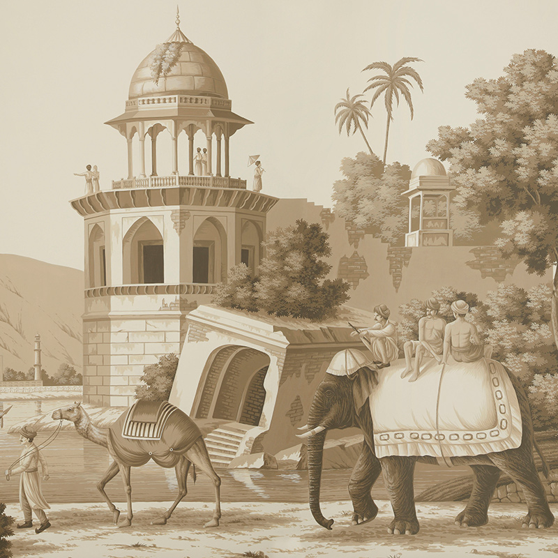 Обои ручная роспись Early Views of India Sepia on scenic paper  в Санкт-петербурге | Loft Concept 