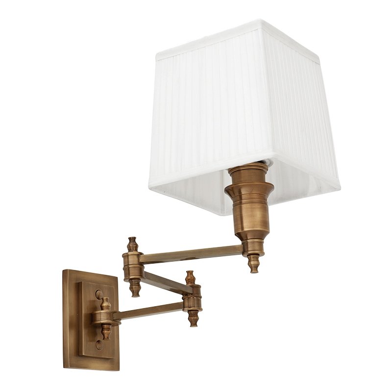 Бра Wall Lamp Lexington Swing Brass+White Латунь Античная полированная Белый в Санкт-петербурге | Loft Concept 