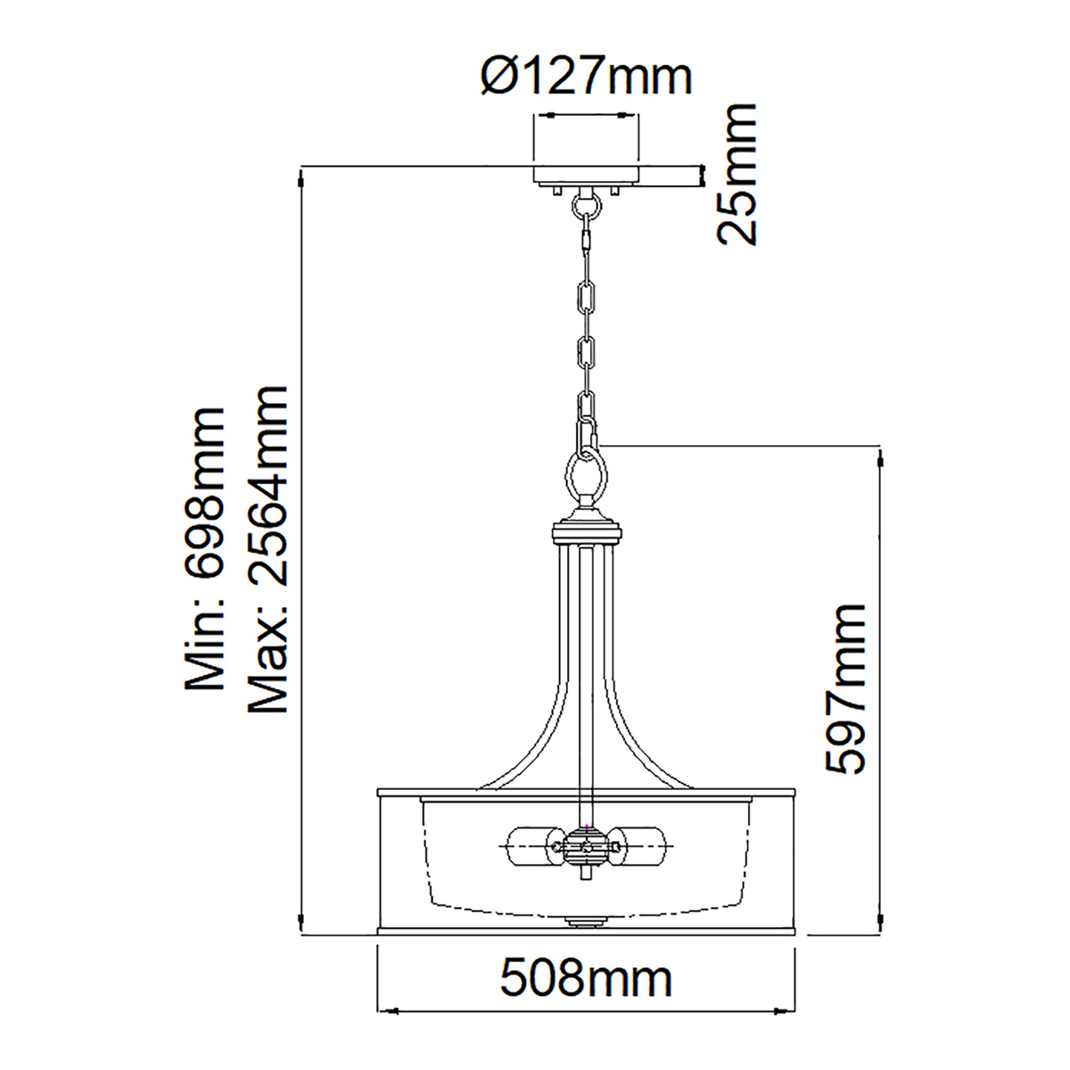 Люстра подвесная с двойным круглым плафоном из органзы и матового стекла Kichler в Санкт-петербурге