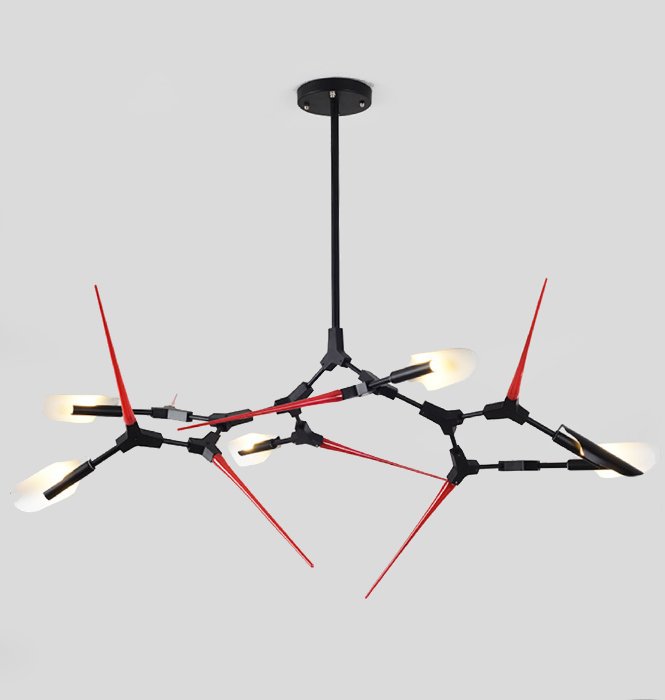 Люстра Red Spikes Chandelier 6 Черный Красный в Санкт-петербурге | Loft Concept 