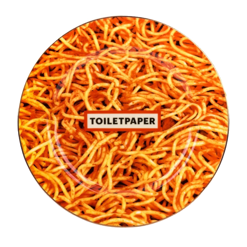 Тарелка Seletti Porcelain Plate Spaghetti Gold Border Оранжевый в Санкт-петербурге | Loft Concept 