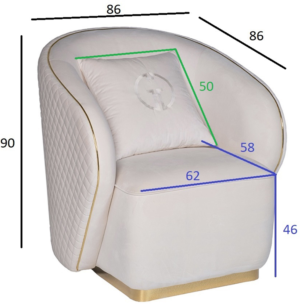 Кресло велюровое оттенка слоновой кости с простроченной спинкой Perfect Comfort в Санкт-петербурге