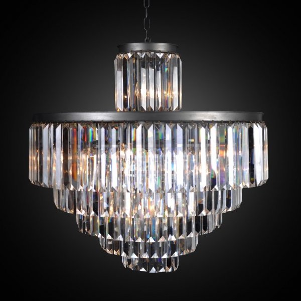 Люстра RH 1920s Odeon Clear Glass Fringe Chandelier - 6 rings Черный в Санкт-петербурге | Loft Concept 