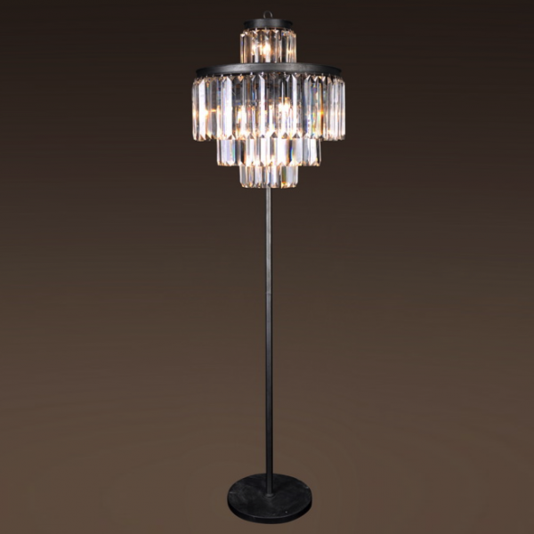 Торшер RH 1920S Odeon Clear Glass Floor Lamp 4 rings Черный Прозрачный в Санкт-петербурге | Loft Concept 