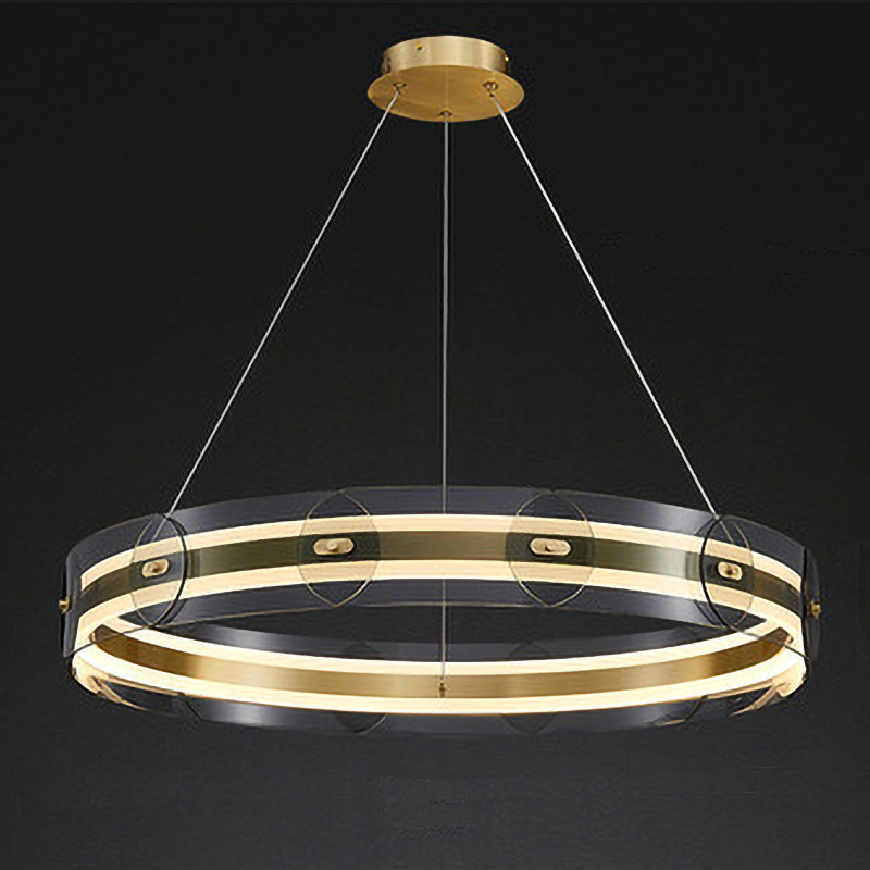 Люстра Gold ring horizontal chandelier Прозрачный Латунь в Санкт-петербурге | Loft Concept 