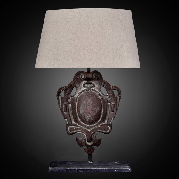 Настольная лампа RH Parisian Iron Shield Table Lamp Коричневый в Санкт-петербурге | Loft Concept 