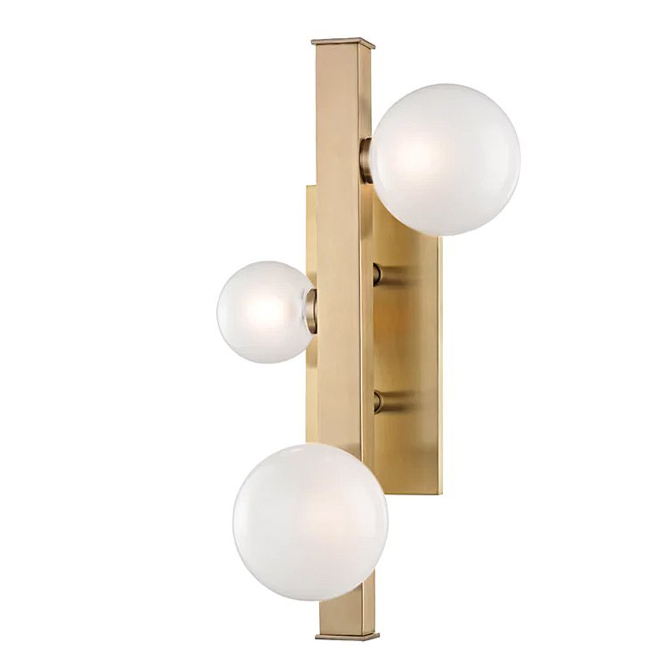 Бра Hudson Valley 8703-AGB Mini Hinsdale 3 Light Wall Sconce In Aged Brass Латунь в Санкт-петербурге | Loft Concept 