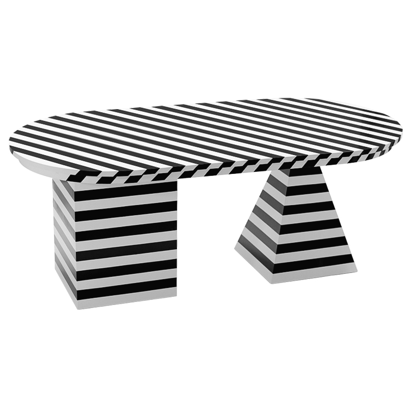 Обеденный стол Dining Table Striped Geometry Черно-белый в Санкт-петербурге | Loft Concept 