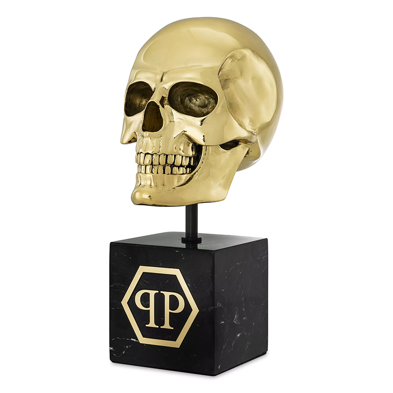 Статуэтка Philipp Plein Gold Skull L Черный Золотой в Санкт-петербурге | Loft Concept 