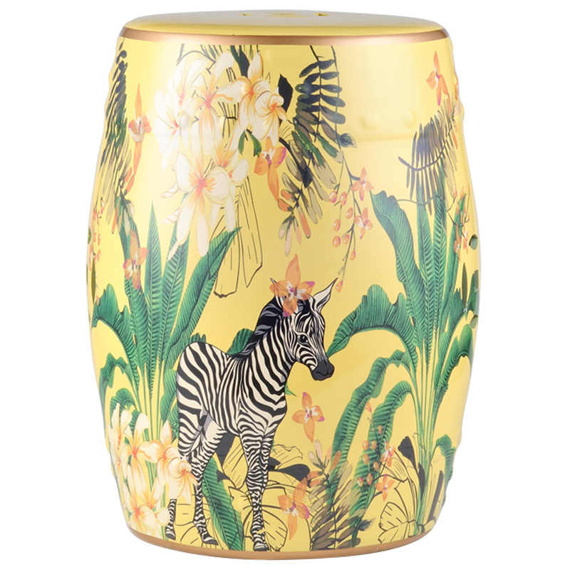 Керамический табурет Zebra Tropical Animal Ceramic Stool Yellow Желтый Черно-белый Зеленый в Санкт-петербурге | Loft Concept 