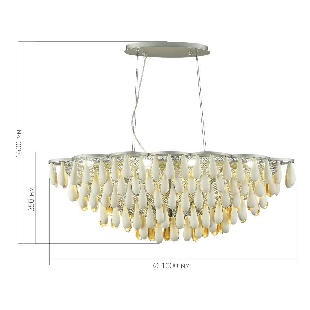 Люстра с подвесками в форме капель на серебристом каркасе Raindrop в Санкт-петербурге