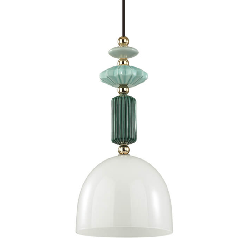 Подвесной светильник Iris hanging lamp green Белое матовое стекло Зеленый в Санкт-петербурге | Loft Concept 