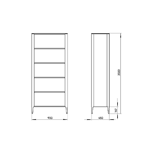 Стеллаж прямой темно-серый с открытыми полками Type  в Санкт-петербурге