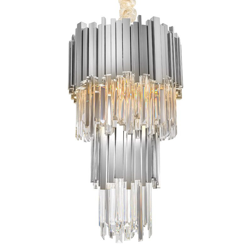 Люстра многоярусная Luxxu Modern Cascade Chandelier Silver Metal Glass 35 Прозрачное Стекло Серебряный в Санкт-петербурге | Loft Concept 