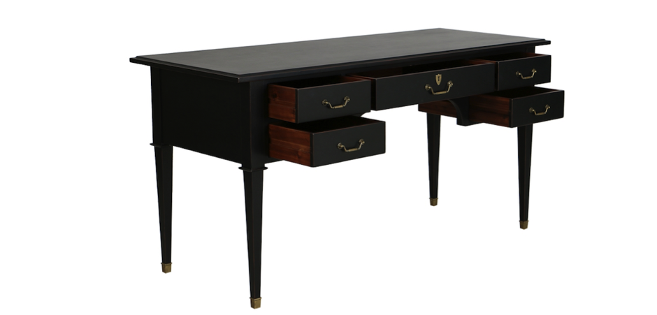 BUREAU NOIR 5 TIROIRS EN ACACIA MASSIF CENACLE A27 BUREAU NOIR 5 TIROIRS EN ACACIA MASSIF CENACLE A27 - Loft-Concept в Санкт-петербурге